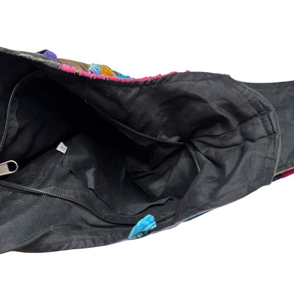 Boho Hippie Crossbody Tote Bag Multicolor Cotton Zipper Nepal Embroidered - Picture 8 of 8